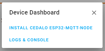 Dialog of the ESP web flash tool to install the demo application on the ESP32 device