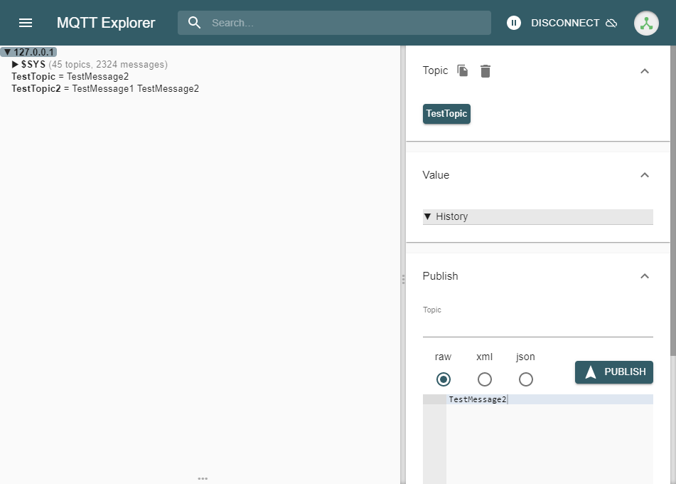 MQTT published topics