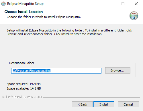 Eclipse Mosquitto installation folder location