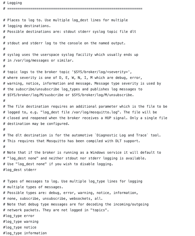 Logging section of mosquitto.conf file