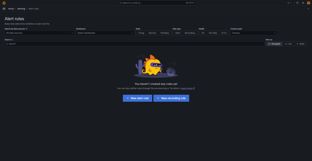 Grafana Alert rules page