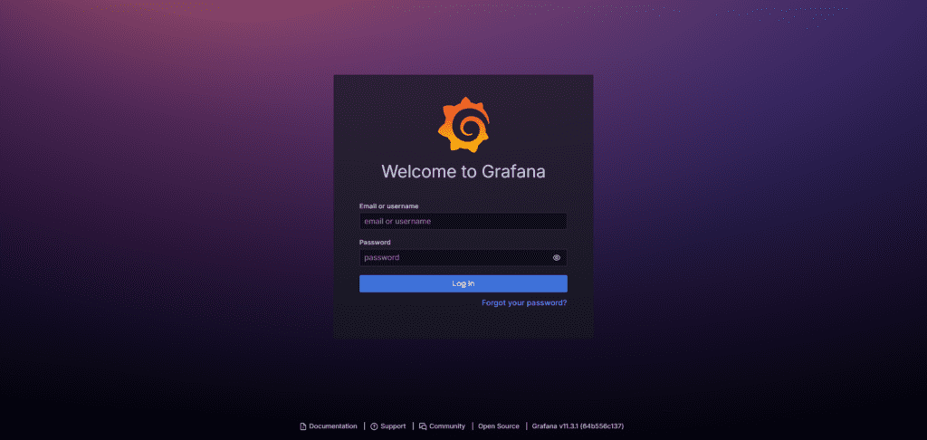 Grafana login page