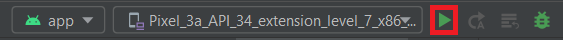 Click the play button to start the Android application.