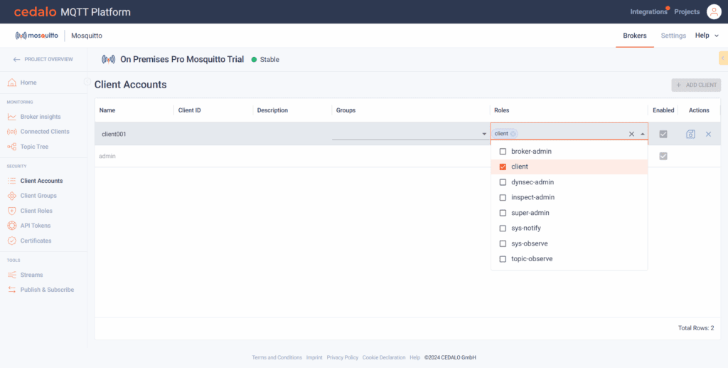 Creating a new client