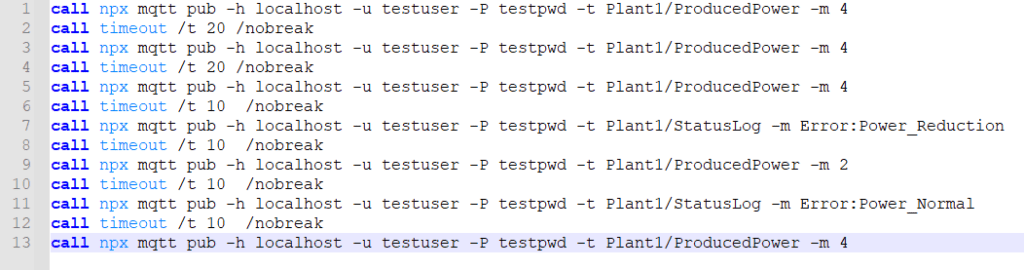 Contents of the batch file