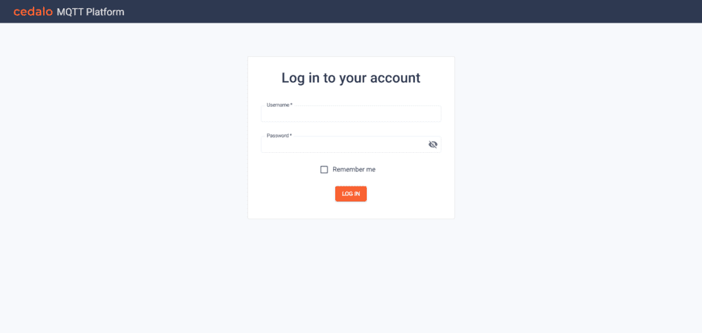 Cedalo MQTT Platform login page