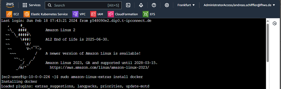 Console access to the instance using the internet browser and the connect option provided in the AWS EC2 dashboard.