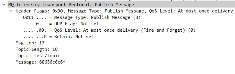 Contents of a PUBLISH message