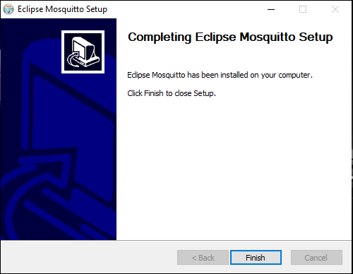 Completing Eclipse Mosquitto Setup screen