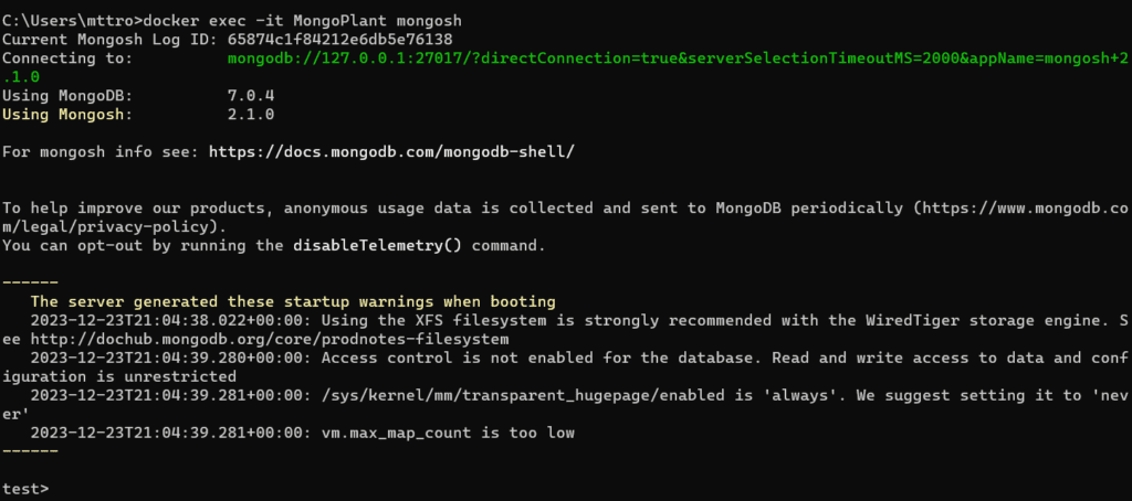 MongoDB command shell