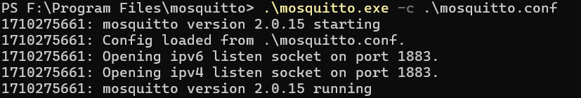 Logs on stdout when Mosquitto starts