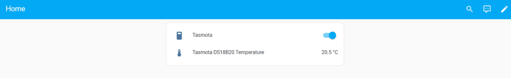 Device's card added to Home Assistant dashboard.