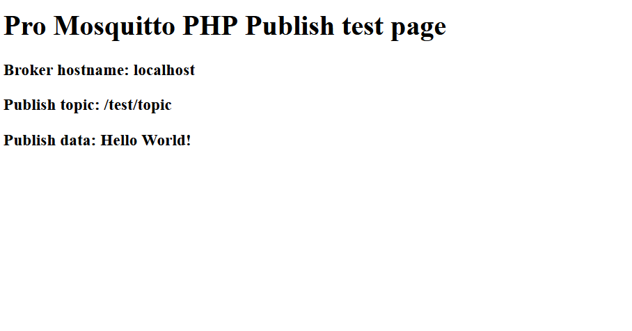 Pro Mosquitto PHP Publish test page