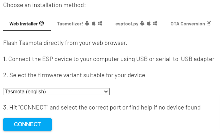 Tasmota web installer