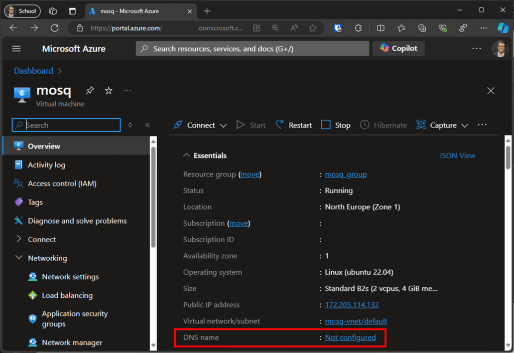 Overview for setting a custom DNS name to create a VM.