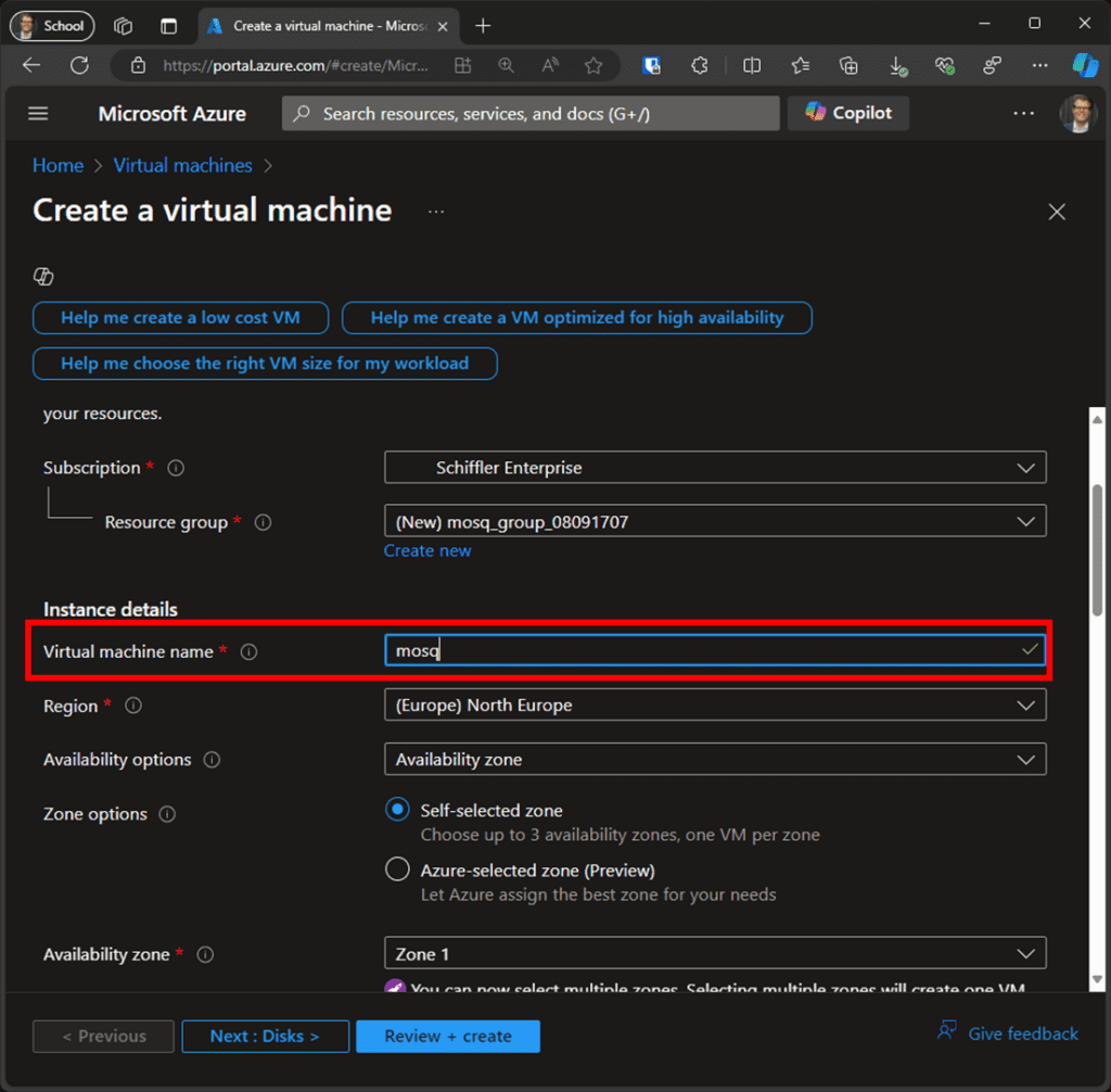 Instructions for creating a VM.